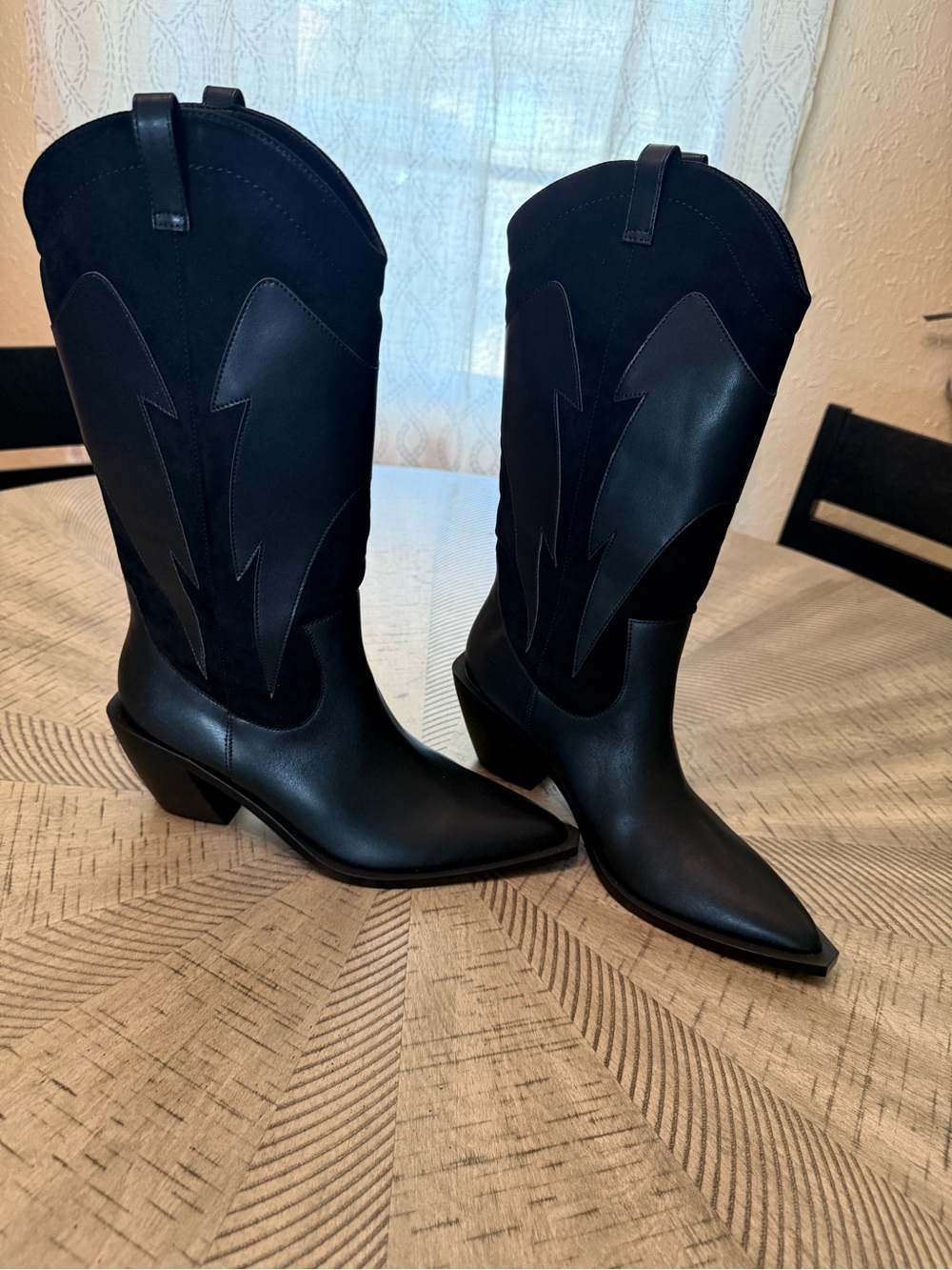 Princess Polly Black Western Pointed Toe Heeled Boots